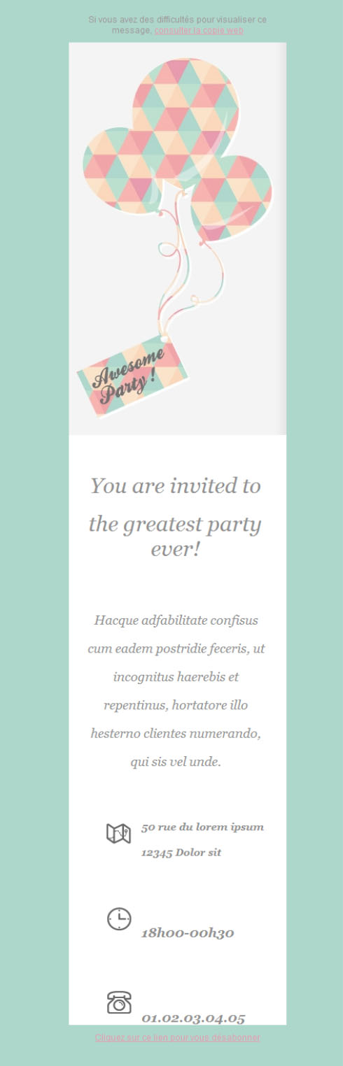Templates Emailing AwesomeParty Sarbacane