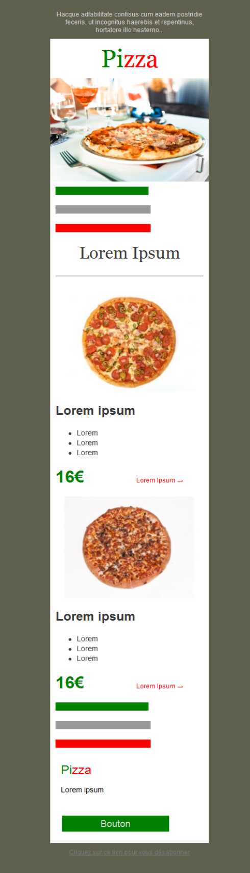 Templates Emailing Pizza Sarbacane
