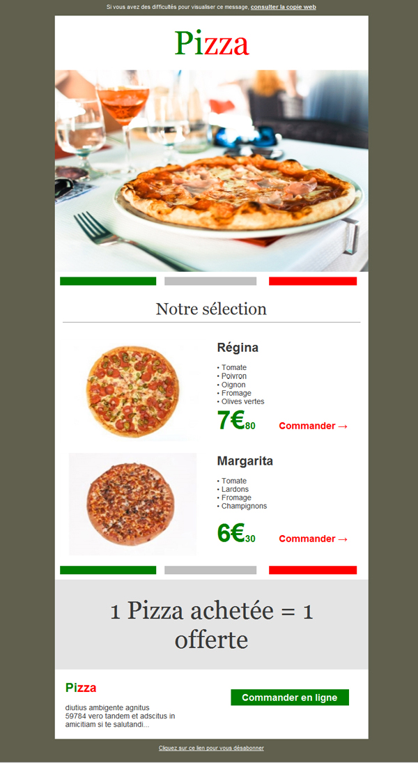 Templates Emailing Pizza Sarbacane