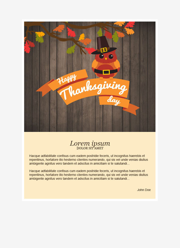 Templates Emailing ThanksgivingOwl Sarbacane