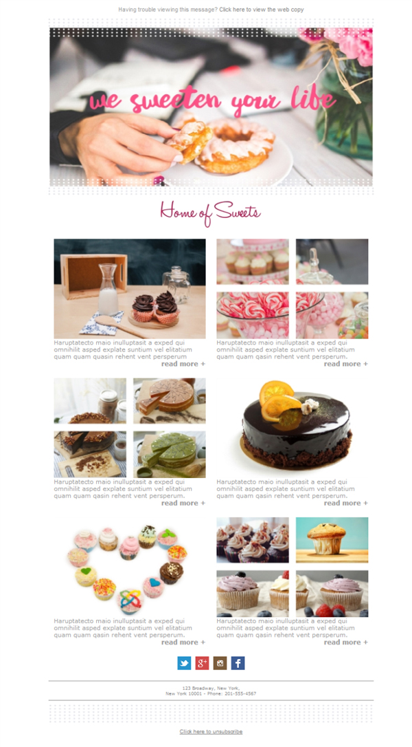 Bakery Home Of Sweets Email template free for download