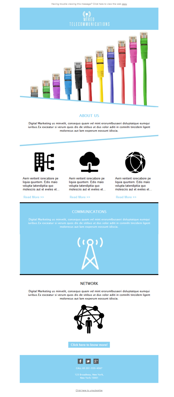Free newsletter template telecom-wired